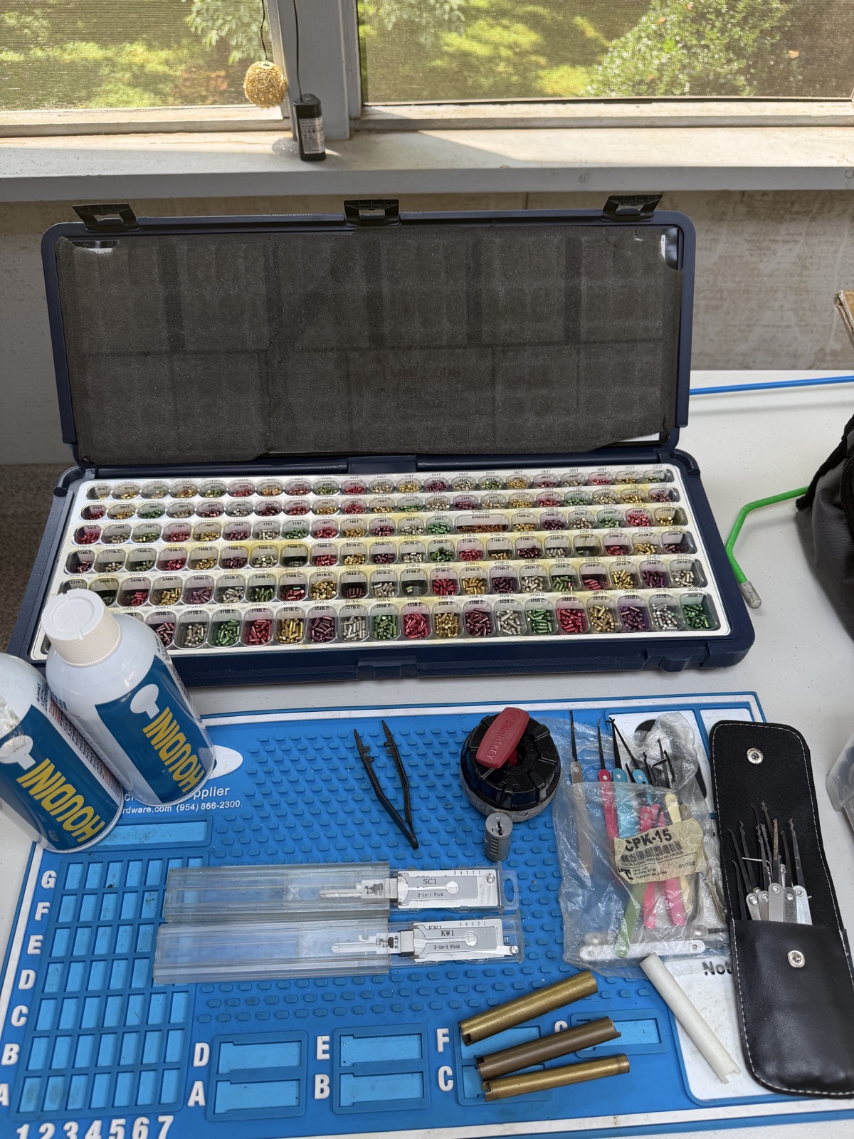 Lock pinning kit, picks, and cylinder tools used by ATLocksmith